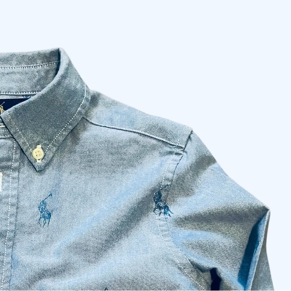 Ralph Lauren casual dress school baby bue Shirt 6 button down pony print cotton - Picture 6 of 11